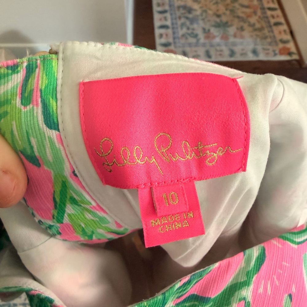 Lilly Pulitzer Pink and Green Palm Trees Tie Back Dress - Picture 3 of 3